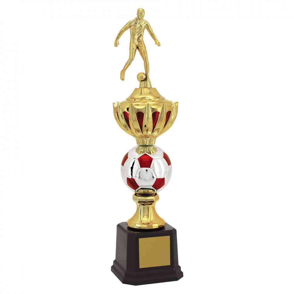 Troféu jogador e bola de futebol vm e 3 tamanhos 401201